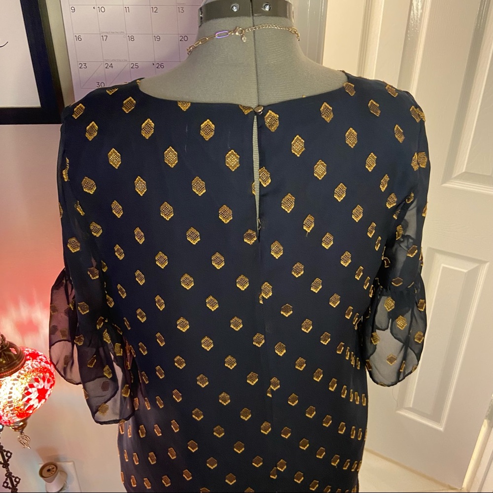 World Market Blue & Gold Blouse Size XL - Picture 4 of 11